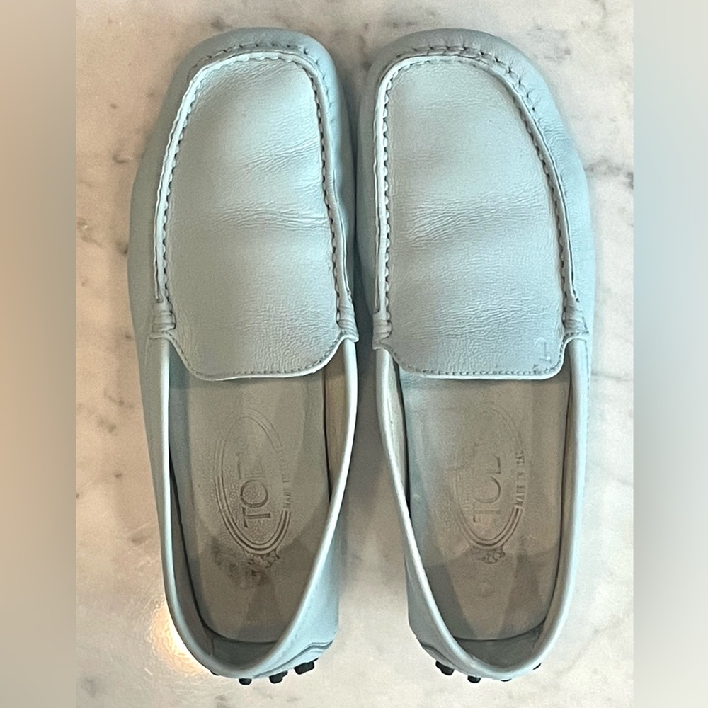 🚫SOLD🚫 Tod's Leather Driving Loafer, plain front, light blue, redyed, sz7 - Picture 6 of 15